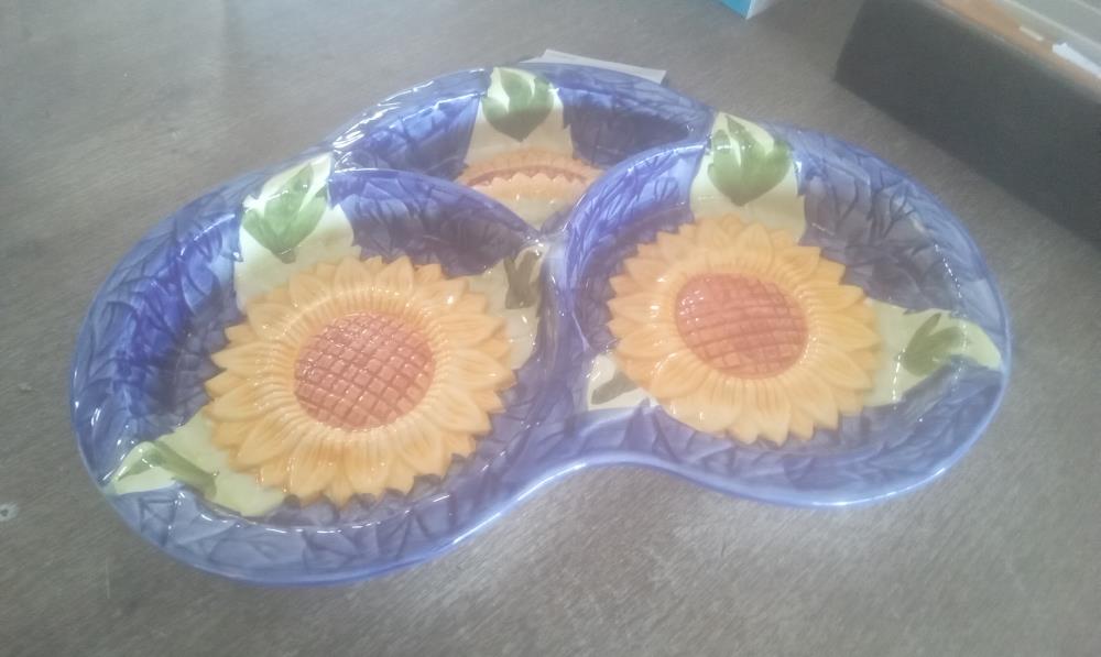 SERVITEUR CERAMIQUE DECOR TOURNESOL