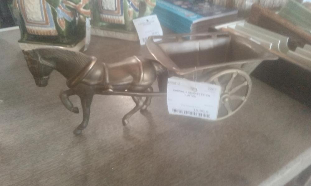 CHEVAL + CHARETTE EN LAITON