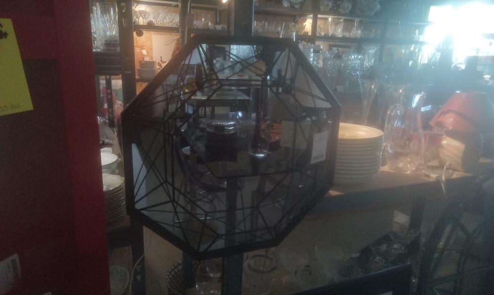 MIROIR DESIGN METAL NOIR OCTOGONAL