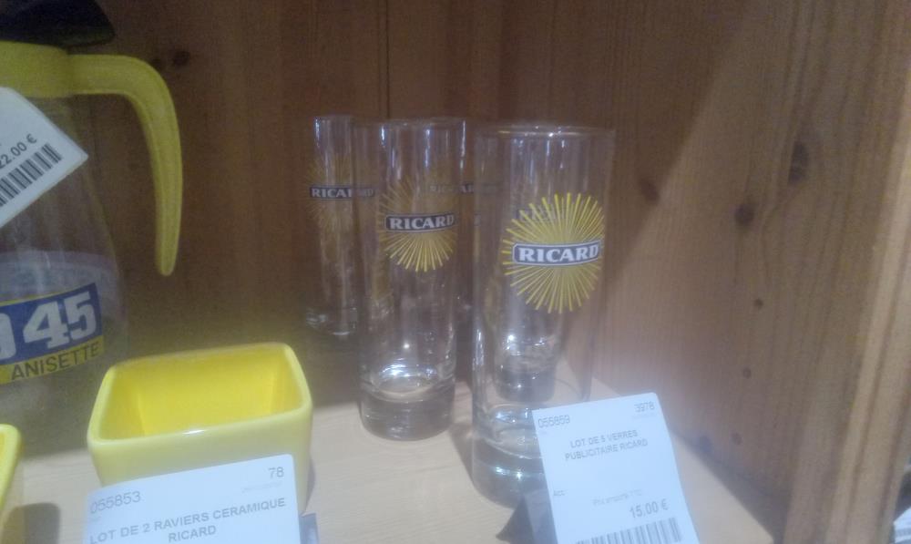 LOT DE 5 VERRES PUBLICITAIRE RICARD