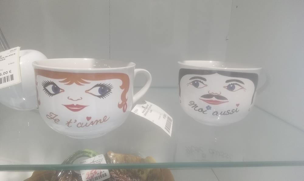 PAIRE DE DEJEUNER CERAMIQUE JE T AIME MOI AUSSI