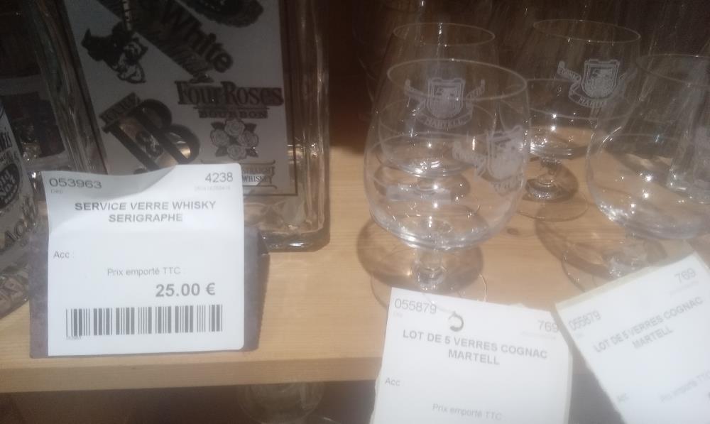 LOT DE 5 VERRES COGNAC MARTELL