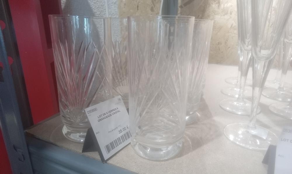LOT DE 6 VERRES A ORANGEADE CRISTAL