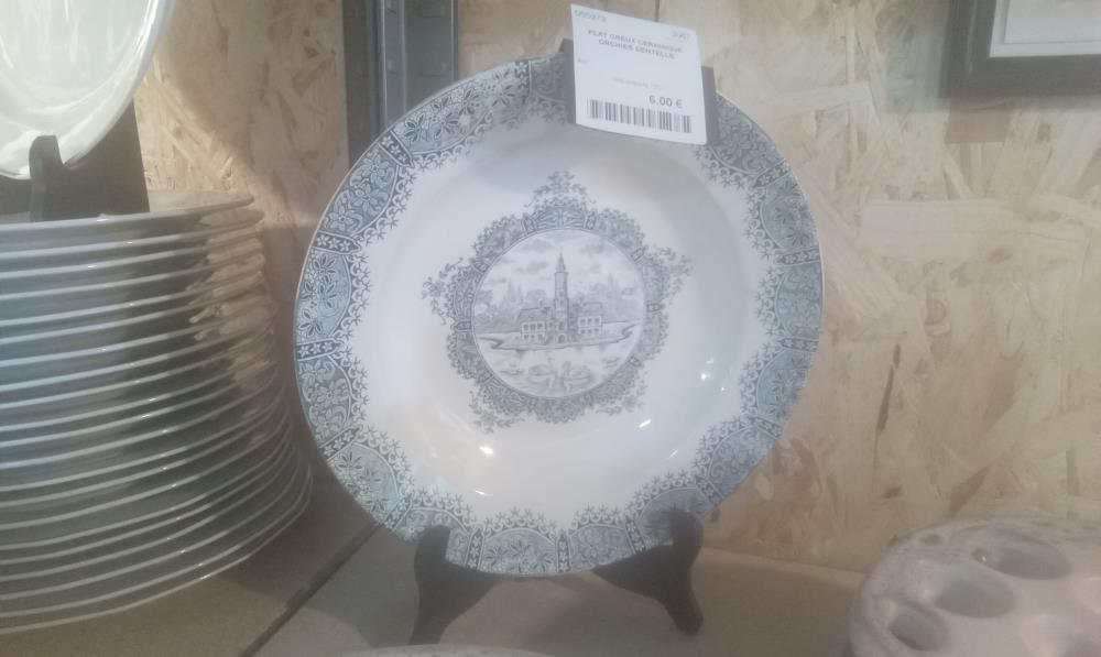 PLAT CREUX CERAMIQUE  ORCHIES DENTELLE