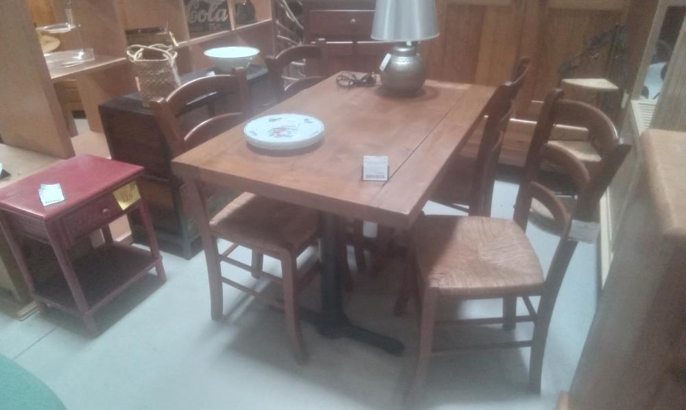 TABLE RECTANGULAIRE CHENE MASSIF X2 PIEDS METAL