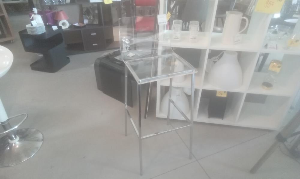 TABOURET DESIGN PLEXIGLASS ET PIED METAL