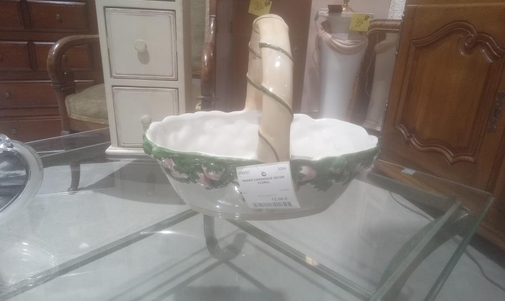 PANIER CERAMIQUE DECOR FLORAL