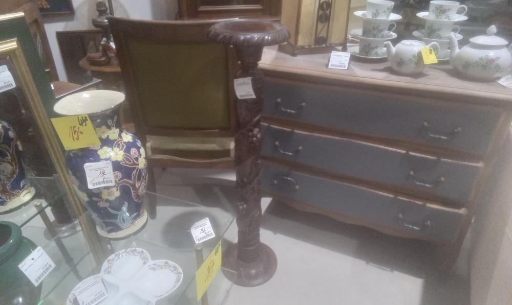 COLONNE SCULPTEE BOIS DECOR GRAPPES DE RAISIN