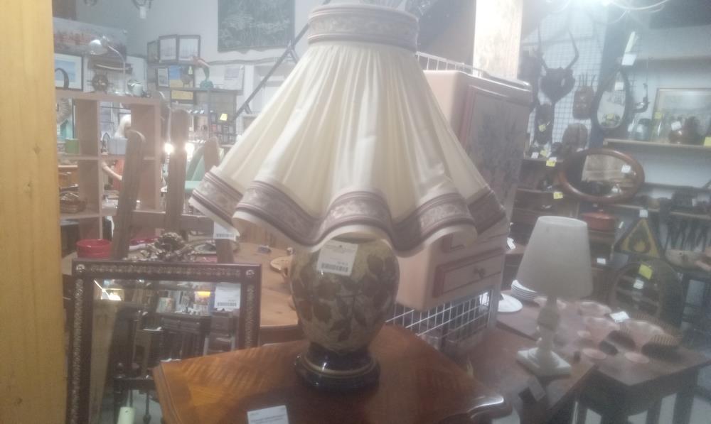 LAMPE CERAMIQUE IDA BELLINI DECOR FLORAL+ABATJOUR AVEC FRISE