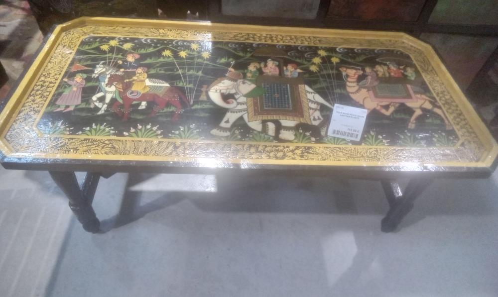 TABLE BASSE PEINTE DECOR ASIATIQUE PLIANTE