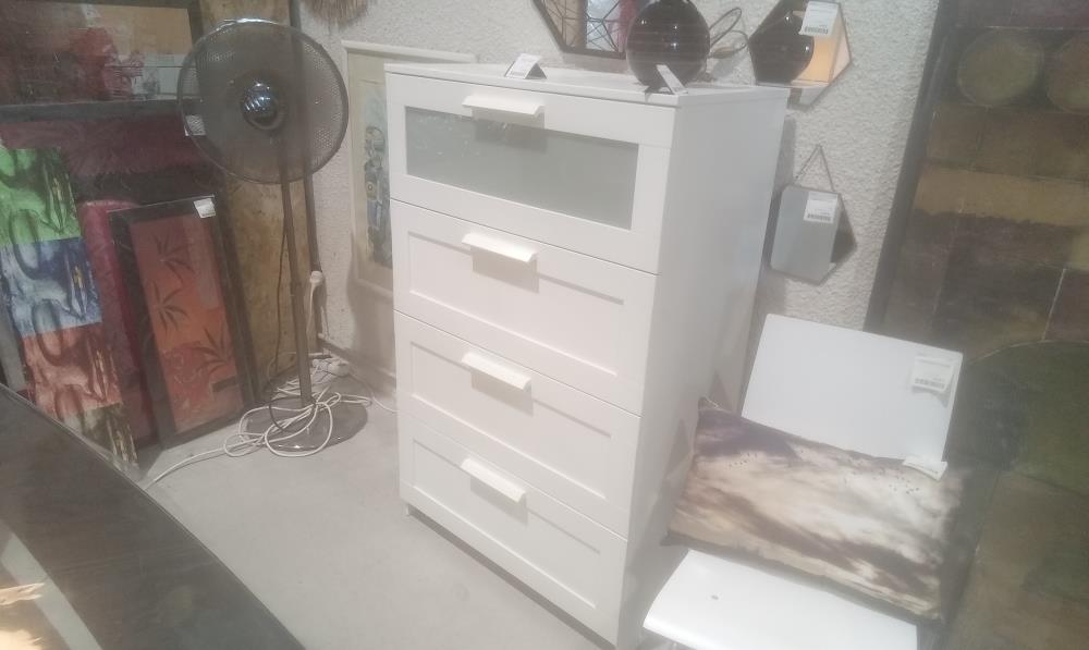 COMMODE MELAMINEE BLANCHE 4 TIROIRS