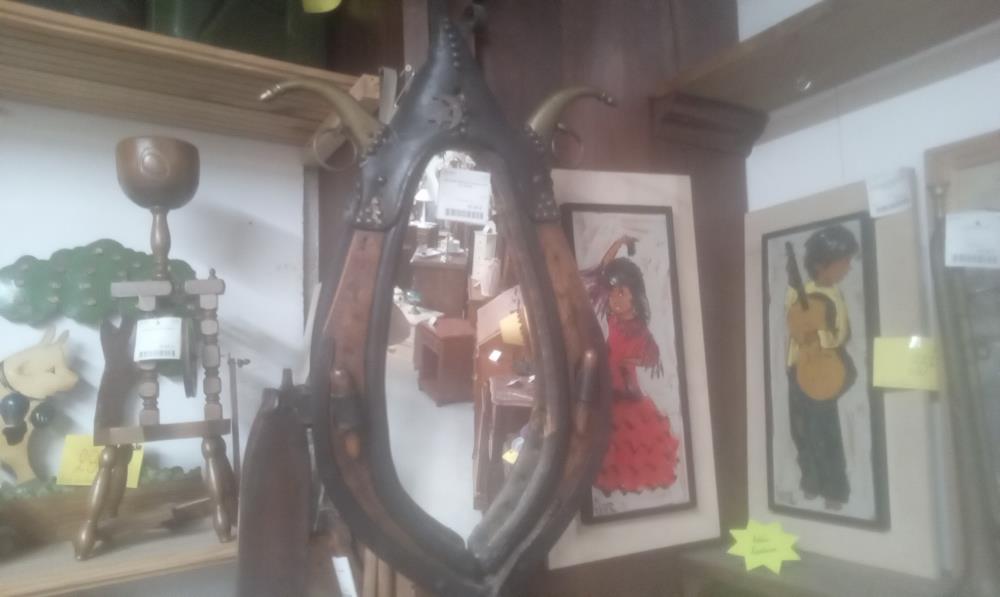 COLLIER MIROIR CHEVAL CUIR ET METAL