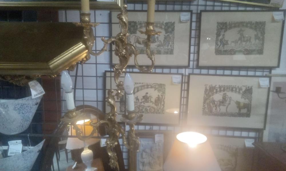 PAIRE D'APPLIQUE BRONZE STYLE LOUIS XV 2 BRANCHES GM