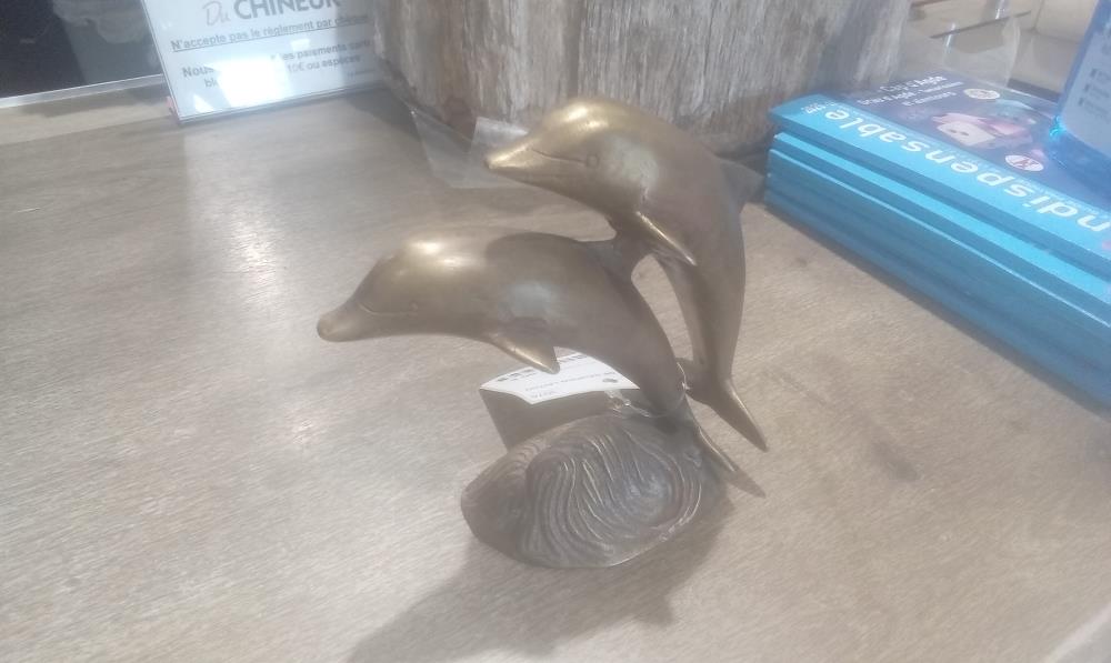 COUPLE DE DAUPHIN LAITON