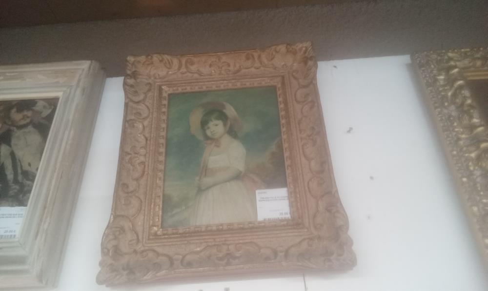 TABLEAU FILLE AU CHAPEAU REPRODEUCTION CADRE EPAIS