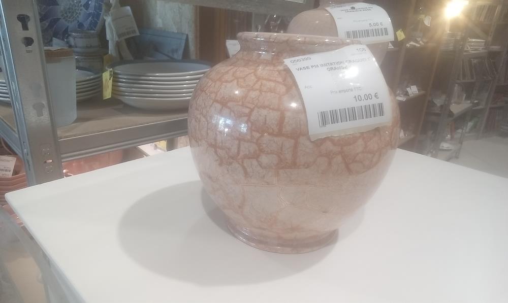 VASE PM IMITATION CRAQUELE ORANGE