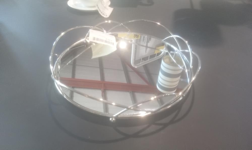 PLATEAU METAL ROND VERRE