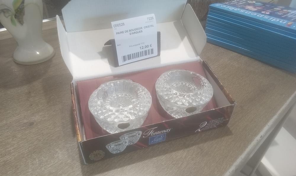 PAIRE DE BOUGEOIR  CRISTAL D'ARQUES