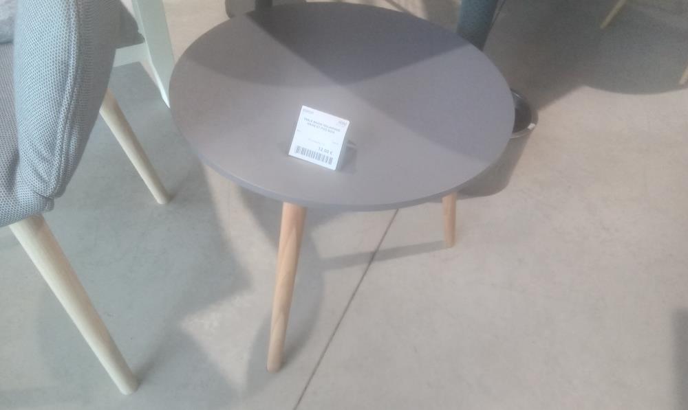 TABLE BASSE MELAMINEE GRISE ET PIED BOIS