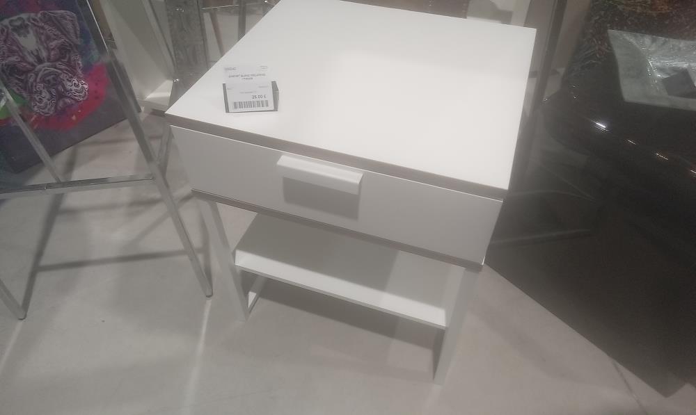 CHEVET BLANC MELAMINE 1TIROIR