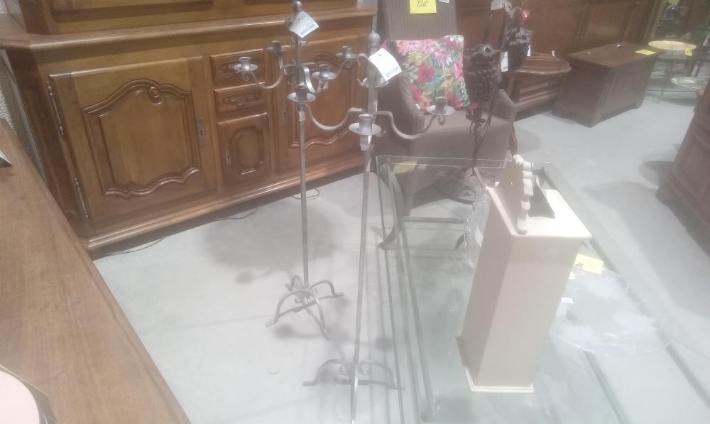 CHANDELIER METAL 4 BRANCHES PEINT ARGENTE