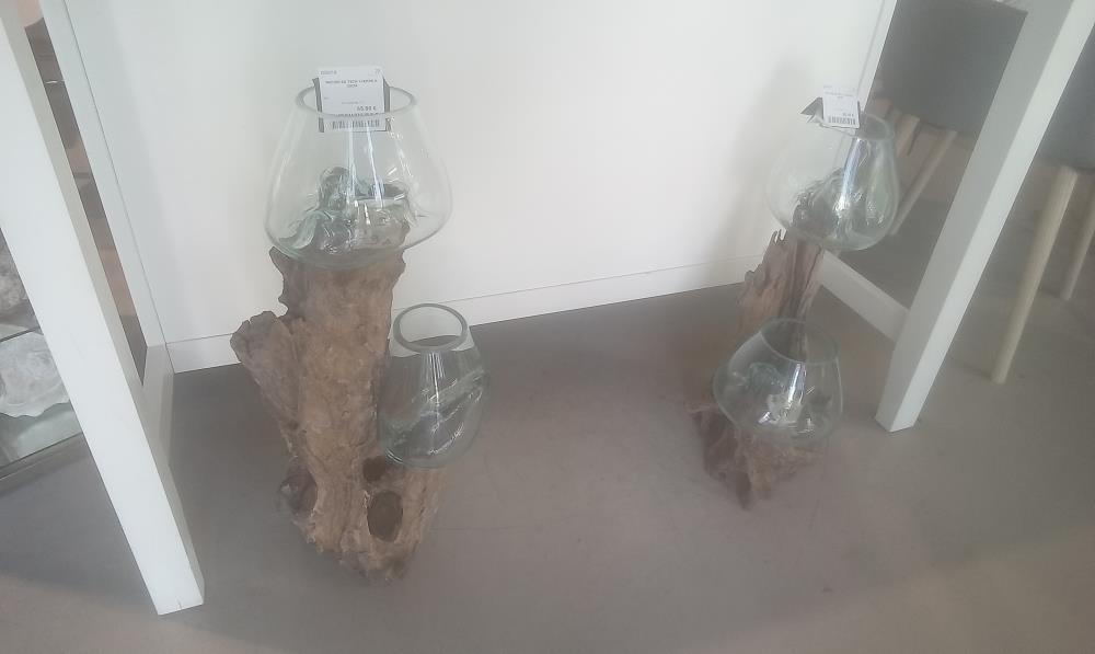 RACINE DE TECK +VERRE H 20CM