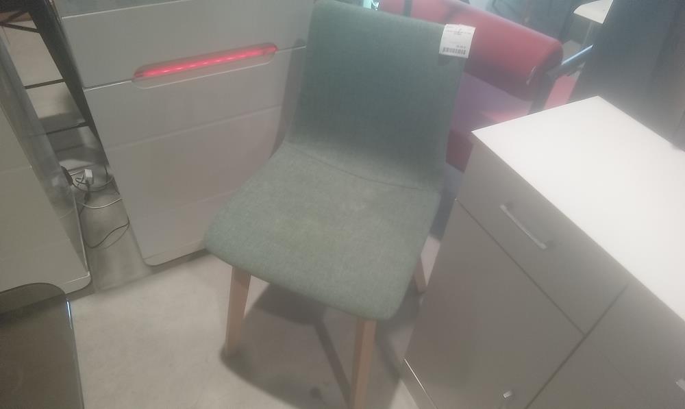 CHAISE TISSUS VERT ET PIED NATUREL