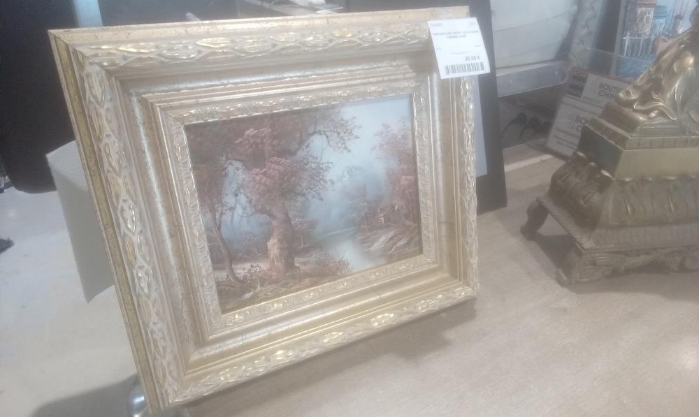 TABLEAU HST BORD DE RIVIERE CADRE DORE