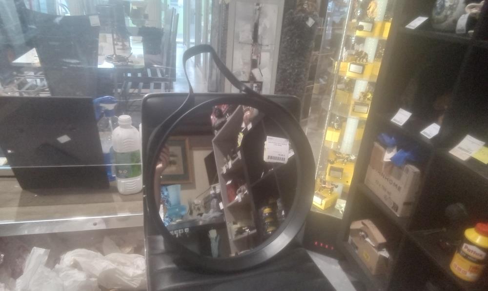 MIROIR ROND NOIR +SANGLE LOOK NOIRE