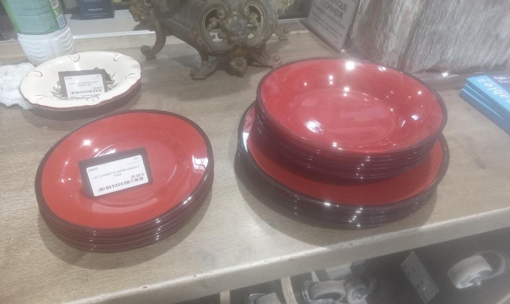 LOT D'ASSIETTE VERRE DESIGN 2 TONS