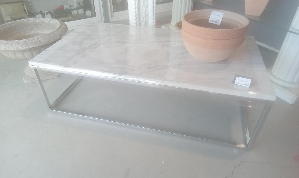 TABLE BASSE MARBRE EN L'ETAT+PIED METAL