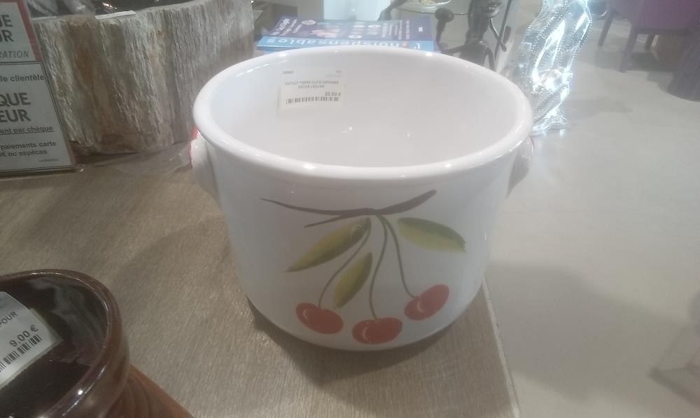 FAITOUT TERRE CUITE VERNISSE DECOR LEGUME