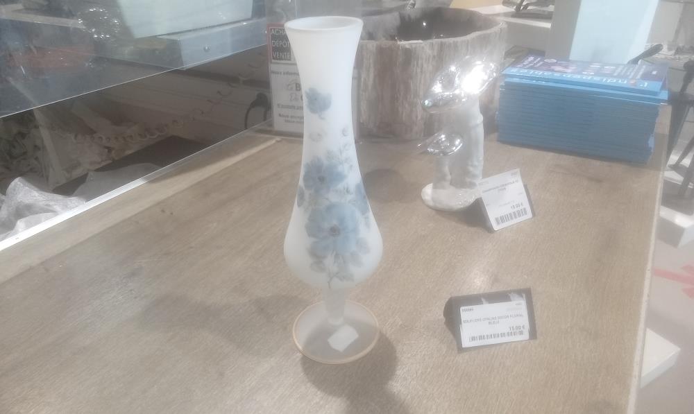 SOLIFLORE OPALINE DECOR FLORAL BLEUE
