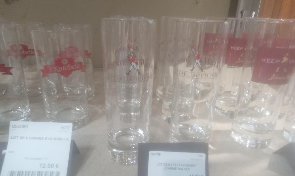LOT DE 6 VERRES A WHISKY JOHNNIE WALKER