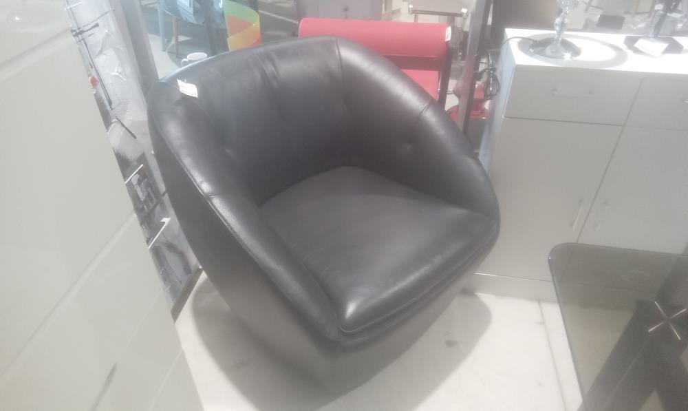 FAUTEUIL CUIR  XXL NOIR PIVOTANT