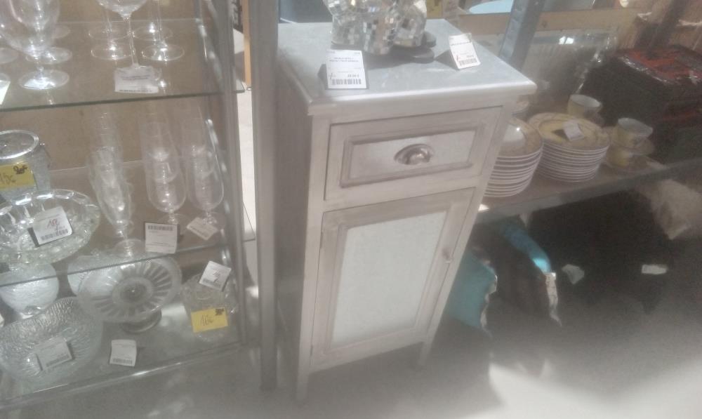 MEUBLE METAL 1 PORTE+1TIROIR ARGENTE