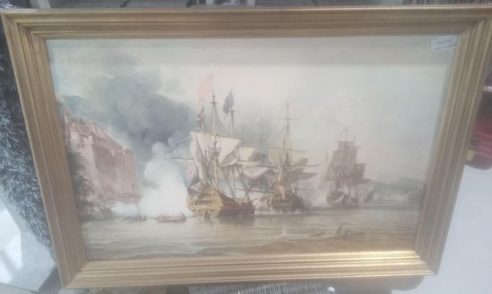 TABLEAU CADRE DORE REPRODUCTION MARINE