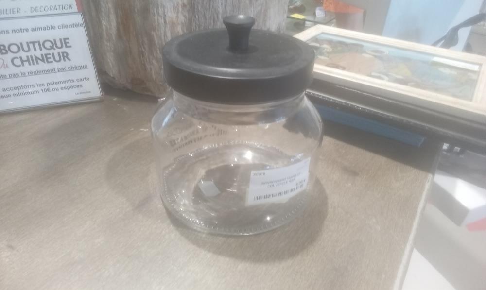 BONBONNIERE VERRE ET COUVERCLE NOIR