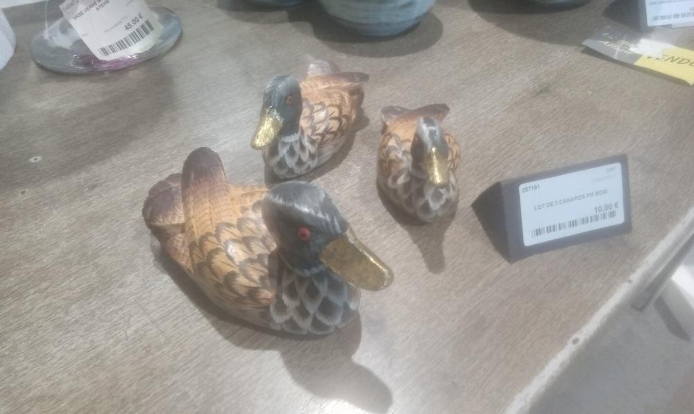 LOT DE 3 CANARDS PM BOIS