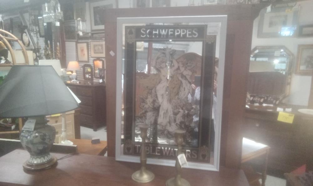 TABLEAU VERRE PUBLICITAIRE CADRE GRIS SCHWEPPE