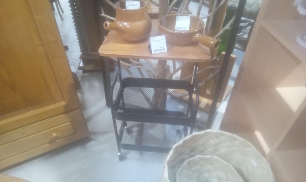 DESSERTE METAL ET PLATEAU MELAMINE