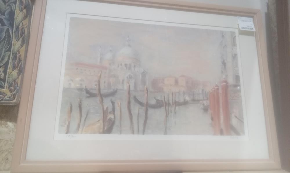 SOUS VERRE LITHOGRAPHIE  VENISE CADRE ROSE
