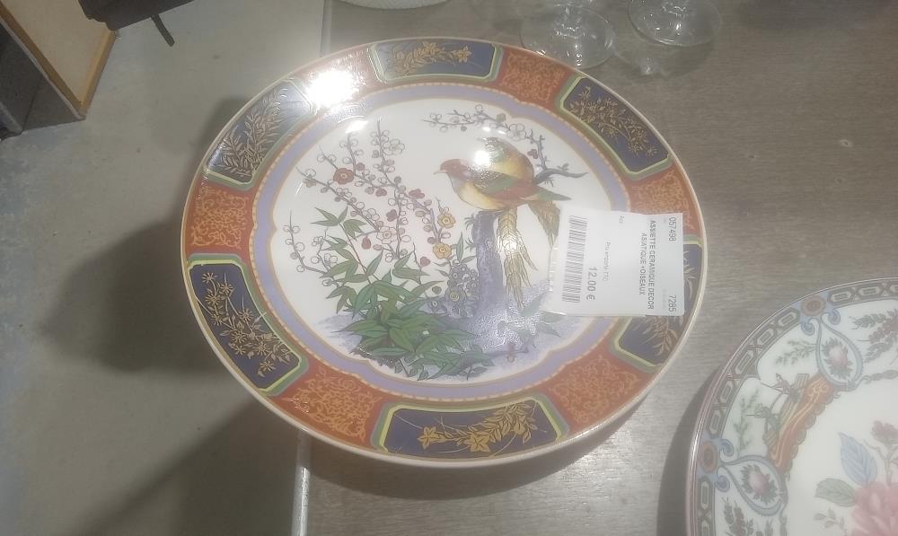 ASSIETTE CERAMIQUE DECOR ASIATIQUE +OISEAUX