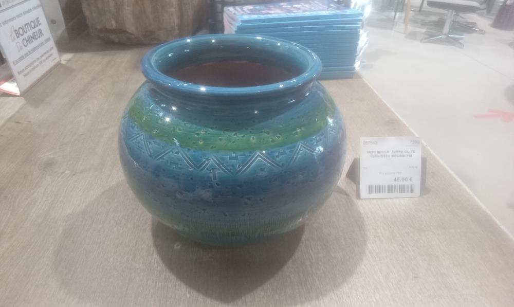 VASE BOULE  TERRE CUITE VERNISSEE BITOSSI PM