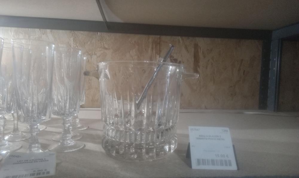 SEAU A GLACON 2 TENANTS+PINCE METAL