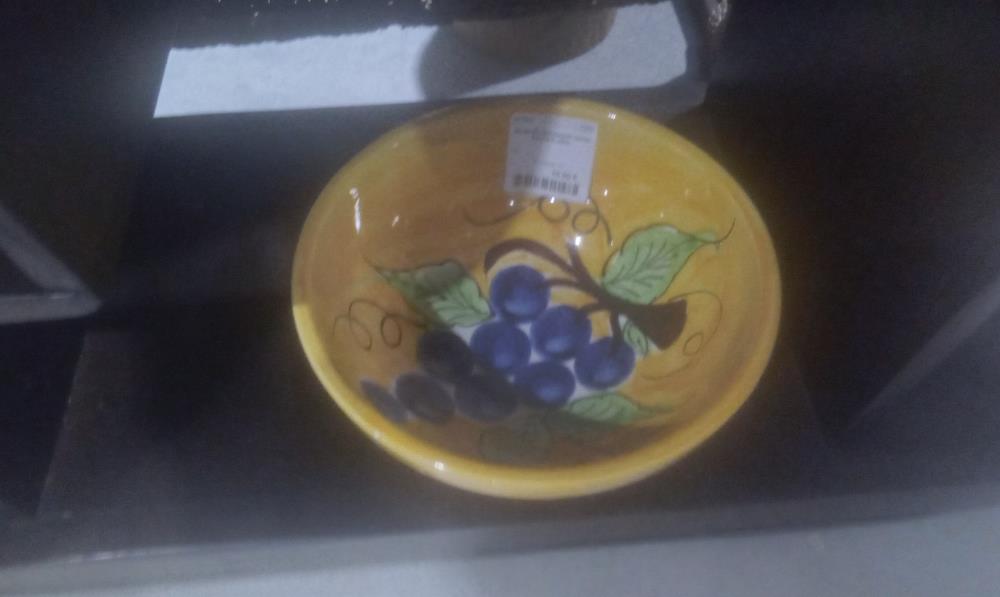 SALADIER CERAMIQUE JAUNE DECOR FLORAL