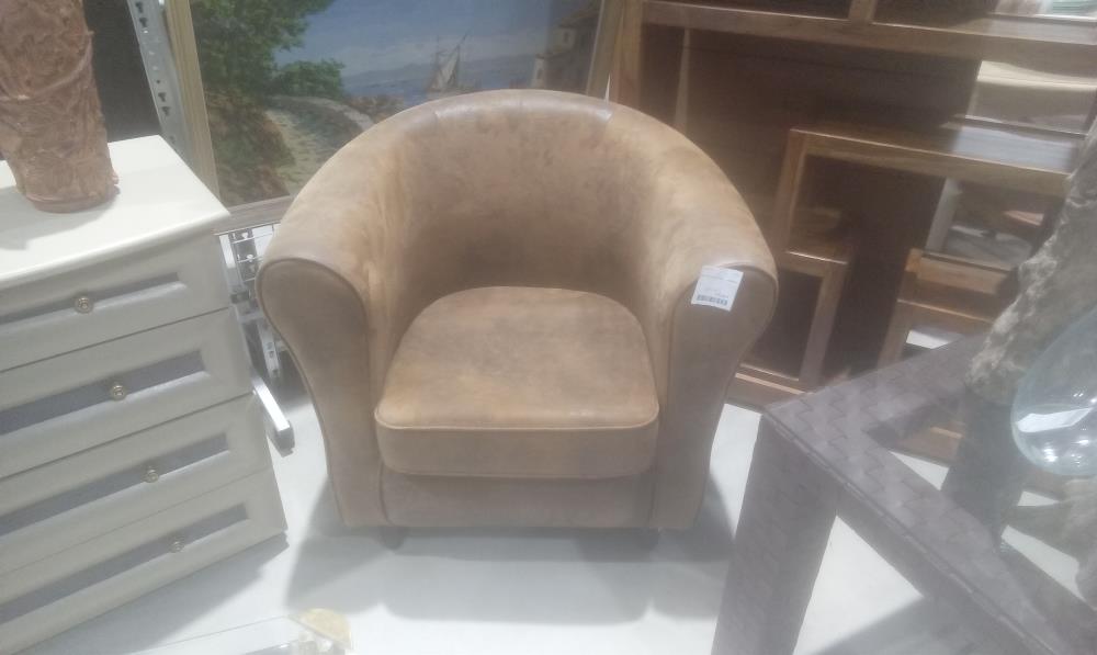 FAUTEIL CLUB TISSUS MARRON