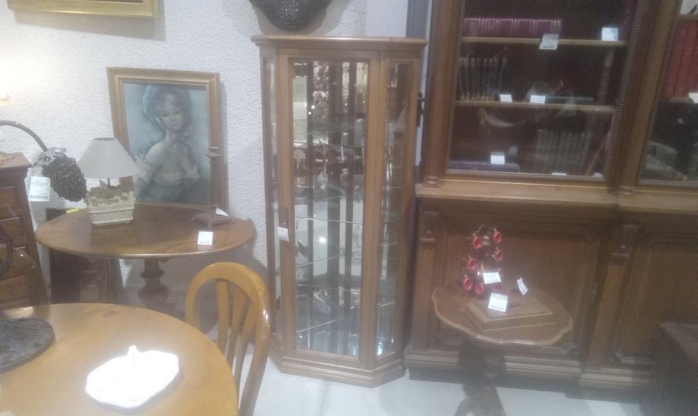 VITRINE D'ANGLE MERISIER MASSIF ST LOUIS PHILIPE