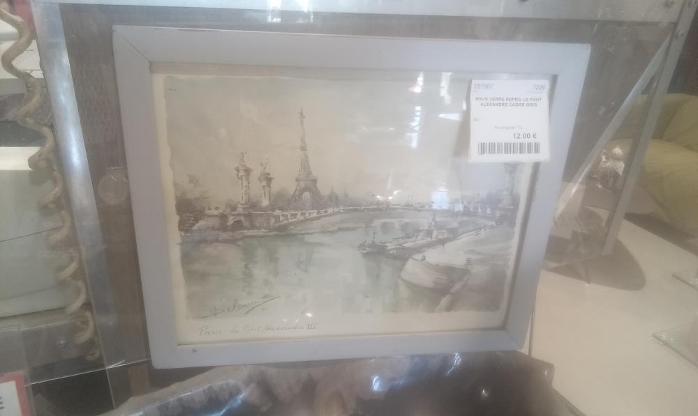SOUS VERRE REPRO LE PONT ALEXANDRE CADRE GRIS