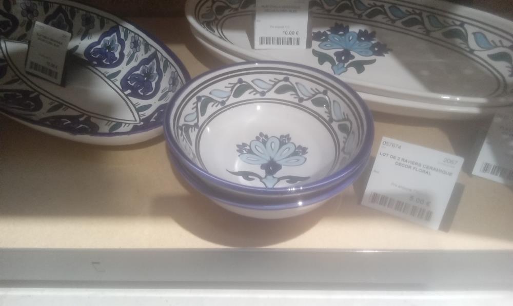 LOT DE 2 RAVIERS CERAMIQUE DECOR FLORAL